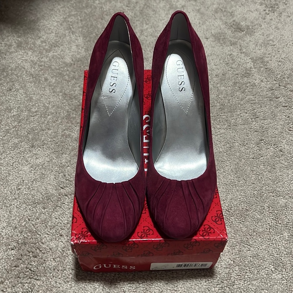 Guess dark red suede heels. Size 9.